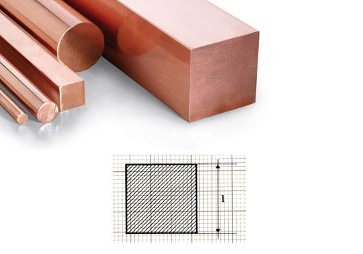 Square electrolytic copper bar, hard draw