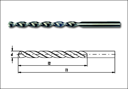 Long drill HSS-Co DIN 340, type XT33, bronzed