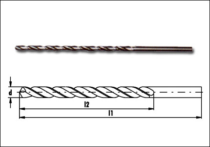 Extra length drill HSS DIN 1869, type N, steamed