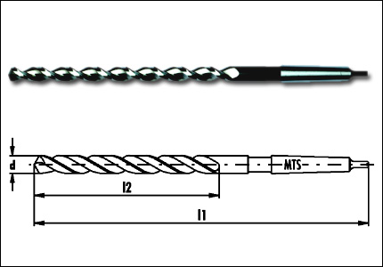 Extra length taper shank drill HSS-Co, type XT, nitrided