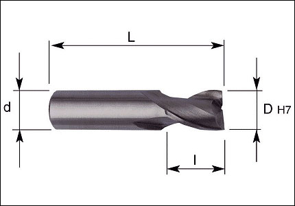 HSS-Co PM slot end mill with 2 cutting edges, coated