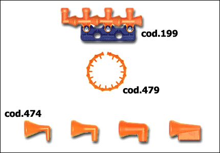 Nozzle and coupling sets for modular coolant hose 6 mm 