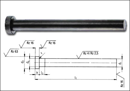 Ejector pin with cylindrical head DIN 1530 A, bath nitrided