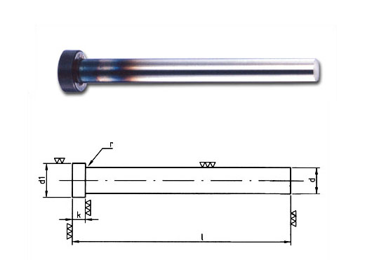 Ejector pin with cylindrical head DIN 1530, hard. and temp.
