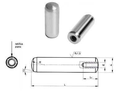 Hardened cylindrical pin with threaded hole, h6