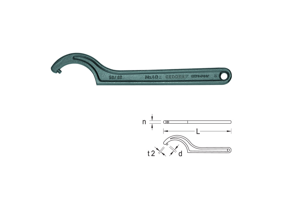 Hook spanner with pin