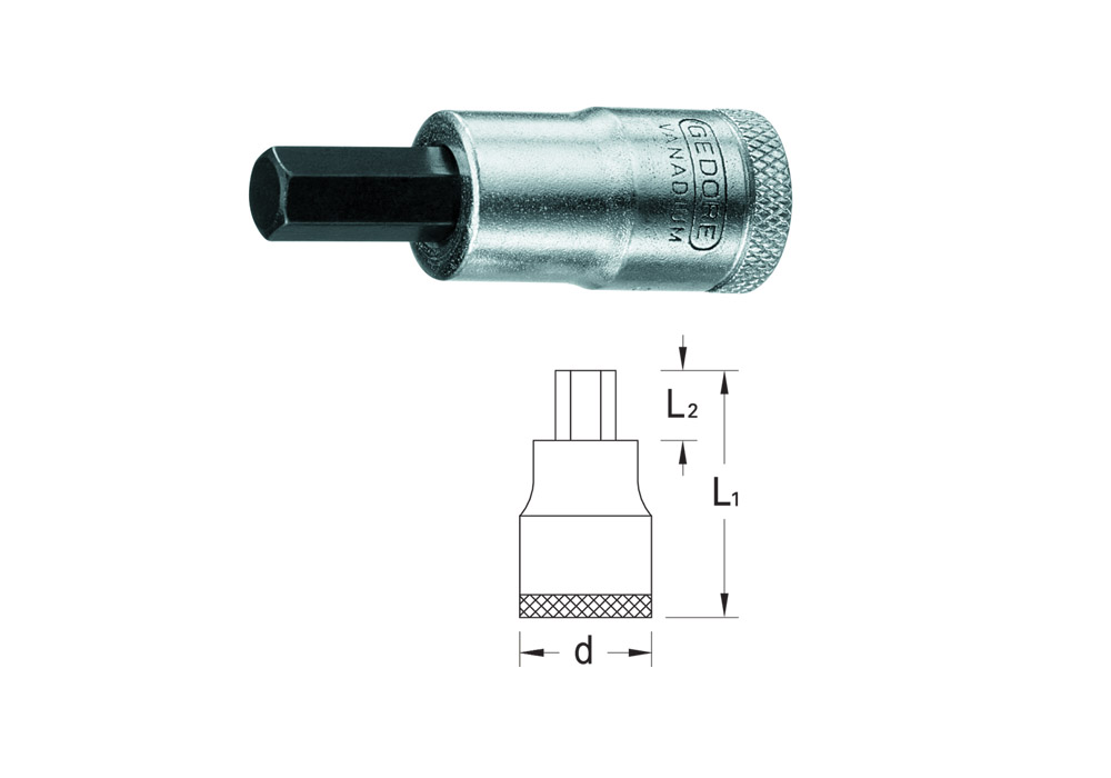Screwdriver socket 3/8 for hexagonal Allen screws