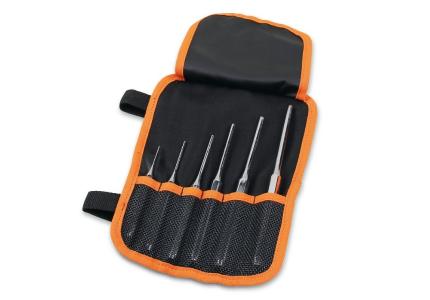 Set of 6 pin punches in cloth wallet