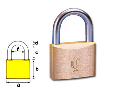 Safety padlock with normal shackle