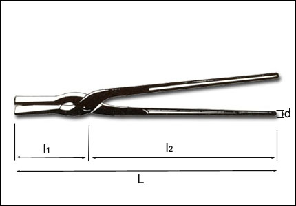 Forge tongs with flat and straight ends, small size