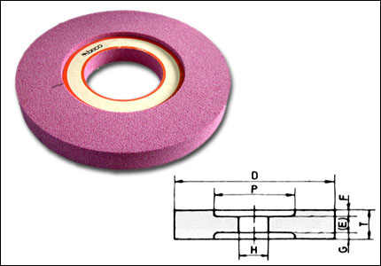 Straight grinding wheel with notch on 2 sides