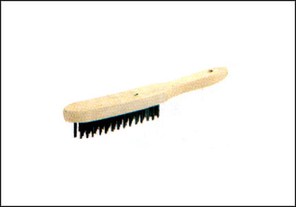 Wooden hand brush for welders with steel wire