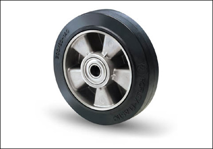 Elastic rubber wheel with aluminium centre