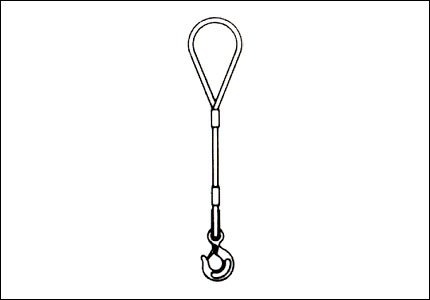 Wire rope tie rod with 1 arm