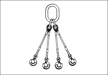 Wire rope tie rod with 4 arms