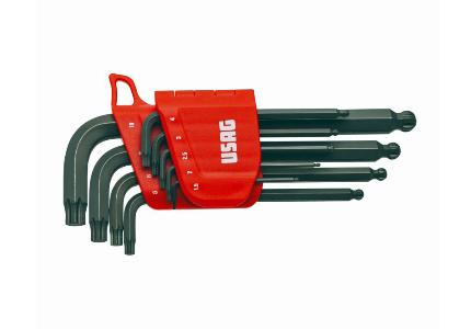 Set of 10 hexagonal Allen L-wrenches, X-GRIP